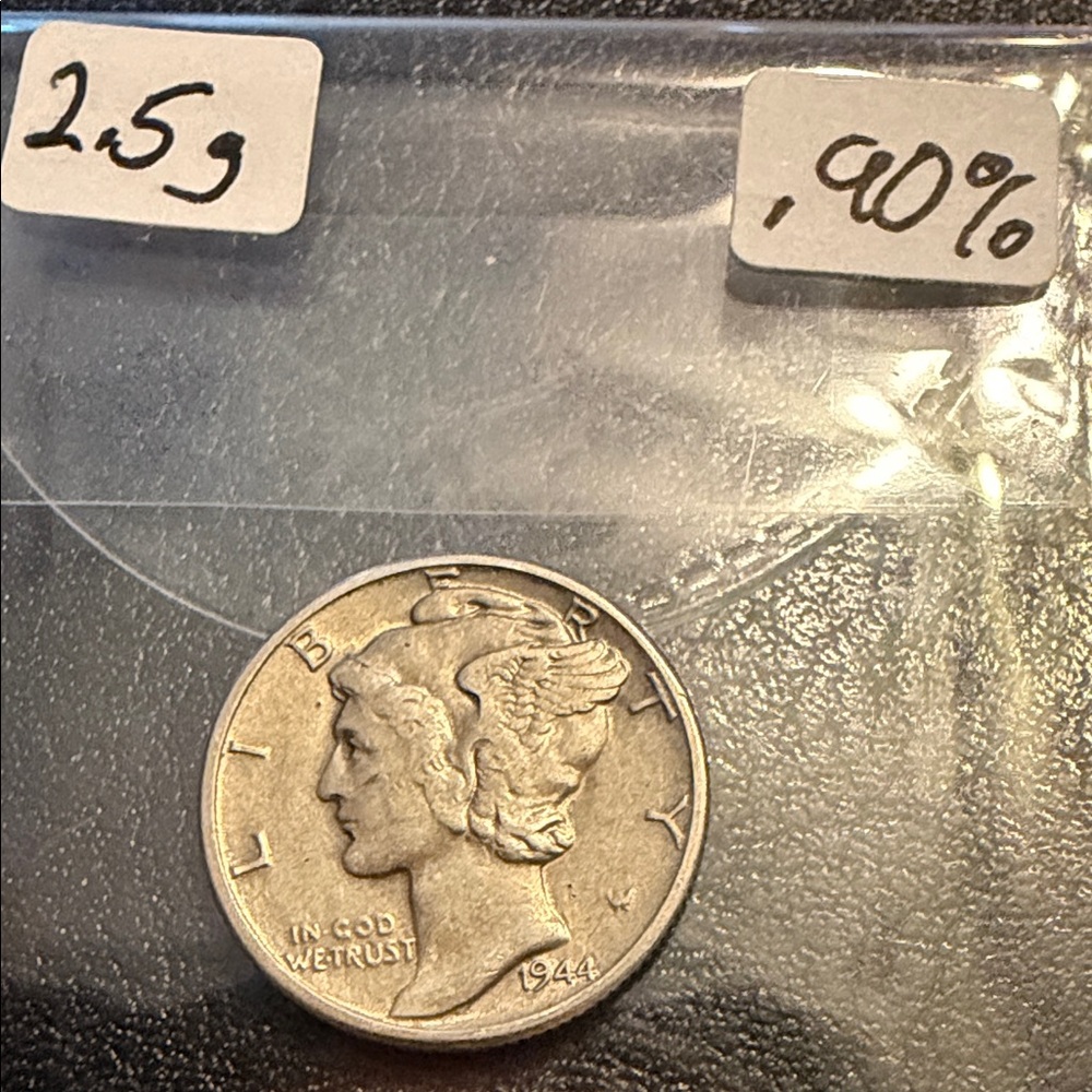 1944 Silver Mercury Dime 90%